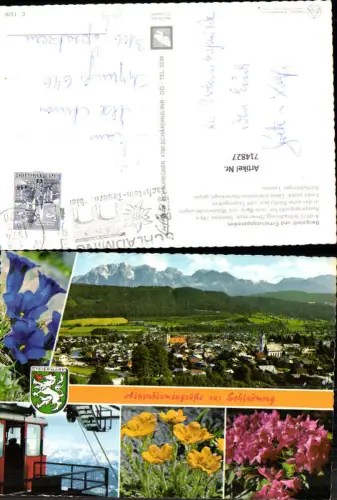 714827 Mehrbild AK Schladming Alpenflora Enzian Seilbahn Gondel