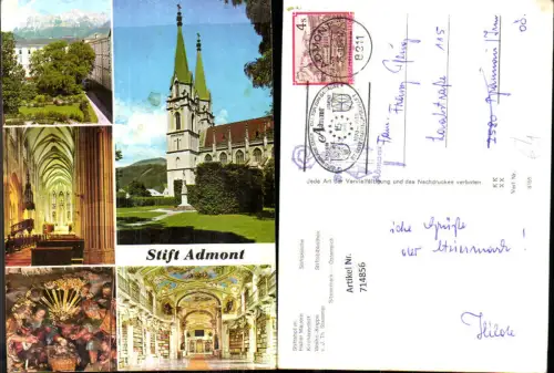 714856 Mehrbild AK Stift Admont Bibliothek Kirchen Inneres Weihnachtliche Krippe
