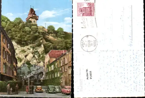 714858 Graz Schloßbergsteig VW Käfer Uhrturm