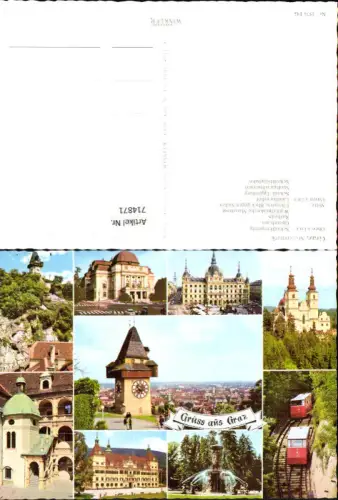 714871 Mehrbild AK Graz Schloßbergsteig Opernhaus Rathaus Uhrturm Landhaushof Schloßbergbahn