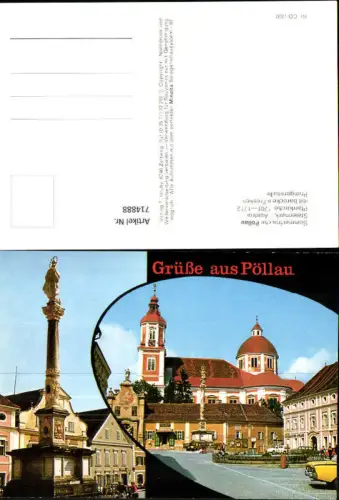 714888 Mehrbild AK Pöllau b. Hartberg Prangersäule Pfarrkirche