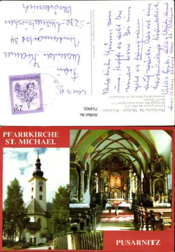 714905 Mehrbild AK St Michael Pusarnitz Pfarrkirche Inneres u. Ansicht