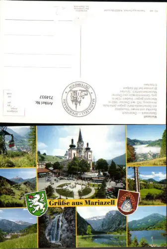 714937 Mehrbild AK Mariazell Basilika u. Hauptplatz Seilschwebebahn Annaberg Marienwasserfall