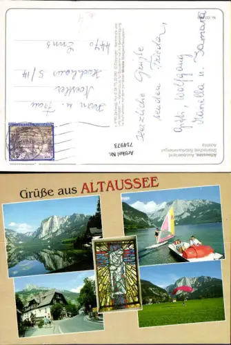 714973 Mehrbild AK Altaussee Wassersport Windsurfen Dorfansicht Fensterbild