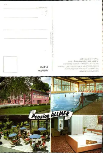 714992 Mehrbild AK Bad Gleichenberg Cafe Pension Allmer Hallenbad