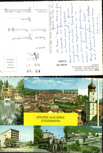 715049 Mehrbild AK Graz Blick Stadt Hilmteich Franziskanerkirche Hotel Daniel Bahnhof