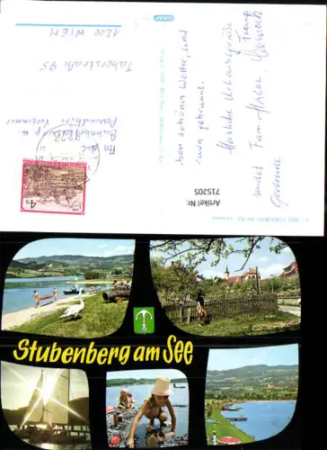 715205 Mehrbild AK Stubenberg a. See Segelboote Dorfpartie mit Kirche Badeufer