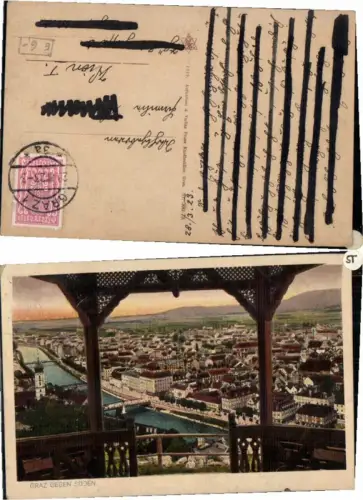 59500,Graz gegen Süden vom Schlossberg 1919