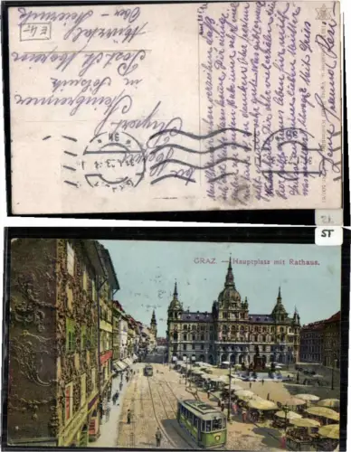 59534,Graz Hauptplatz Rathaus Strassenbahn pub Knollmüller 500-61