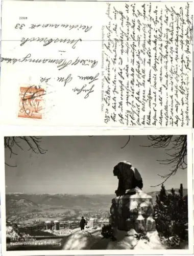 67964,Graz im Winter Hackerdenkmal Schlossberg
