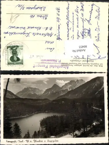 80455,Fernpaß Blick ü. Blindsee u. Zugspitze Nassereith 1953