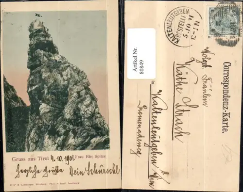 80849,Gruss aus Tirol Frau-Hitt-Spitze Gipfelansicht 1901