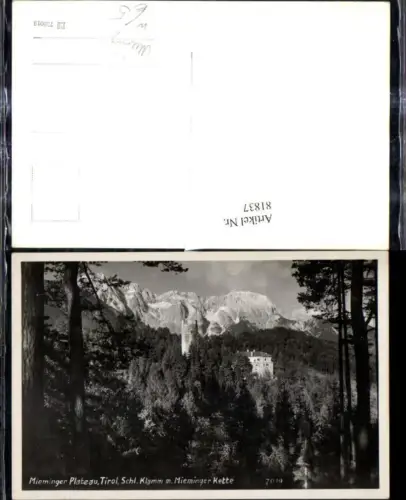 81837,Foto Ak Mieminger Plateau Burg Klamm i. Obsteig m. Mieminger Kette Mieming