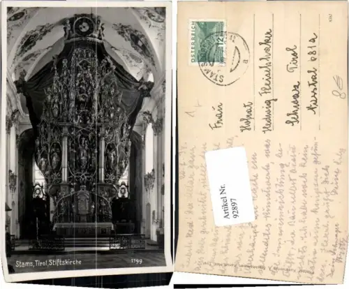 92897,Stams Partie Stiftskirche 1930