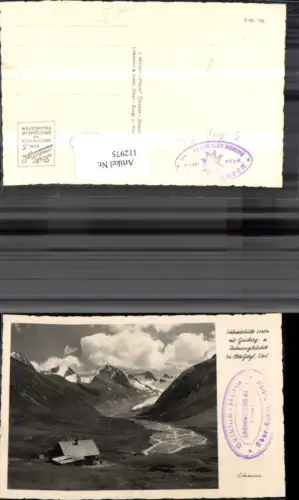 112975,Schönwies Hütte m. Gaisberg u. Rotmoosgletscher b. Ober-Gurgl 1954 Bezirk Imst