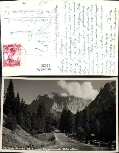 152028,Fernpaßstrasse m. Zugspitze Nassereith Strassenansicht