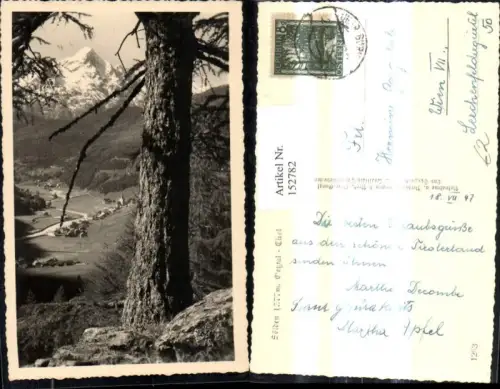 152782,Foto Ak Sölden Ötztal Ansicht m. Baum i. Vordergrund