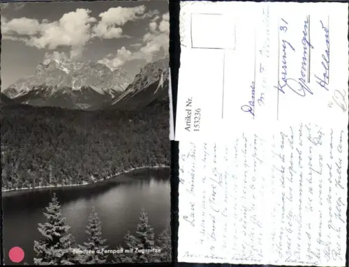 153236,Foto Ak Blindsee a. Fernpaß m. Zugspitze Imst