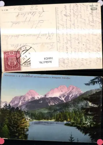 166424,Weissensee a. d. Fernpass Strasse m. Sonnenspitze u. Wamgeten Schroffen Hermagor 1917