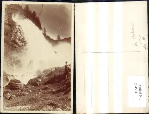 204531,Foto Ak Stuibenfall b. Umhausen Wasserfall m. Mann