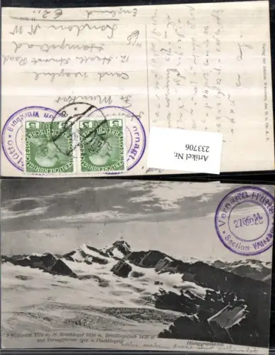 233706,Wildspitze Brochkogel Brochkogeljoch u. Vernagtferner Hintergraslkamm b. Sölden