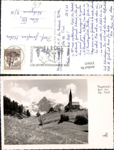 335611,Bergkirchlein Kirche b. Ötz Oetz Bergkulisse Blumenwiese