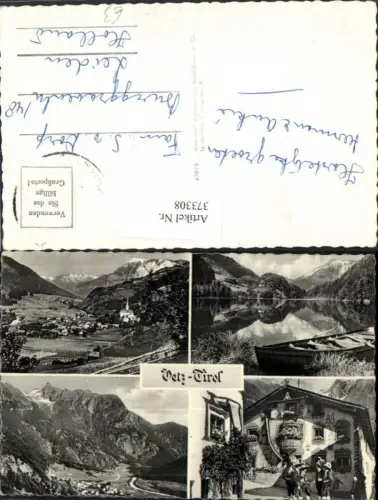 373308,Oetz Totale Gasthof Trachten See Ruderboot Mehrbildkarte