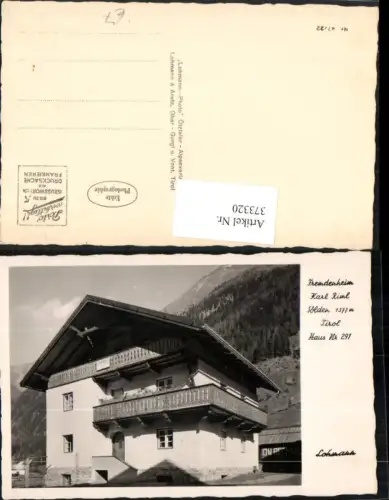 373320,Sölden Fremdenheim Karl Riml Haus Nr. 291