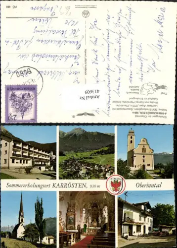 413609,Karrösten Totale Kirche Erholungsheim Gasthof Mehrbildkarte pub Alpine Luftbild 480