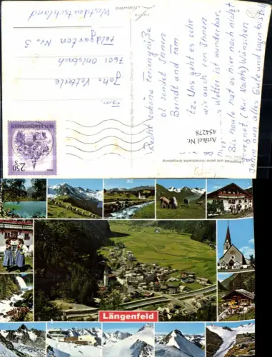 454278,Längenfeld Totale Kirche Tracht Almhütten Mehrbildkarte
