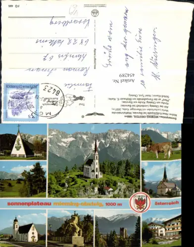 454289,Mieming-Obsteig Kirche Kapelle Schloss Mehrbildkarte pub Alpine Luftbild 485