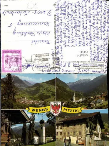 454313,Wenns im Pitztal Totale Kirche Mehrbildkarte pub Alpine Luftbild 1533