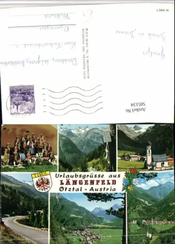 505134,Längenfeld Totale Kirche Wegkreuz Trachtenkapelle Mehrbildkarte