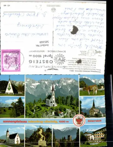 505169,Mieming Obsteig Kirche Kapelle Ruine Mehrbildkarte pub Alpine Luftbild 485