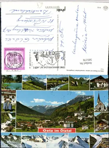505170,Oetz im Ötztal Totale Kirche Tracht Berghütte Mehrbildkarte