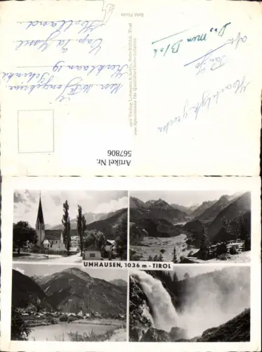 567806,Mehrbild Ak Umhausen Ansichten m. Kirche Wasserfall