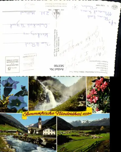 583700,Mehrbild Ak Niederthai Umhausen Ötztal Enzian Stuibenfall Ortsmotiv