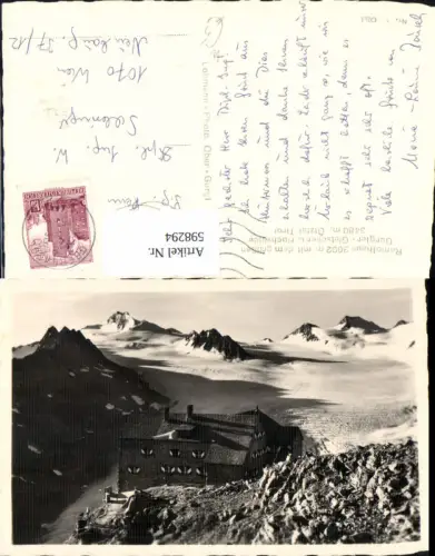 598294,Foto Ak Sölden Ramolhaus m. d. gr. Gurgler-Gletscher Hochwilde