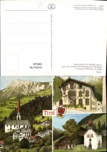 598349,Mehrbild Ak Künstler Rene Rietmeyer Oetz m. Tschirgant Gasthaus Stern u. Kapelle m. Bauernhaus