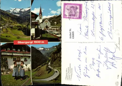 636809,Mehrbild Ak Obergurgl Sölden Kirche Ötztaler Tracht Timmeljochstraße