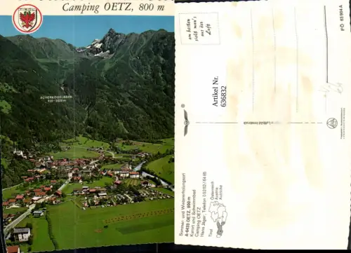 636832,Oetz Totale m. Acherkogelbahn Camping Oetz pub Alpine Luftbild FÖ 63904A