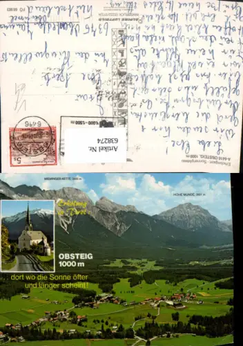 638274,Mehrbild Ak Obsteig m. Hohe Munde Mieminger Kette pub Alpine Luftbild FÖ 66083