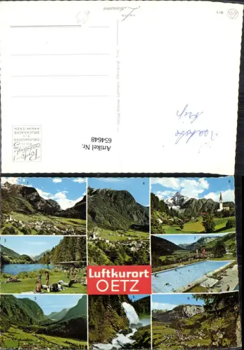 654648,Mehrbild Ak Oetz Schwimmbad Kirche Wasserfall