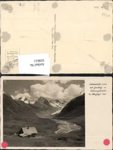 659611,Foto Ak Schönwieshütte mit Gaisberg Rotmoosgletscher Obergurgl Sölden