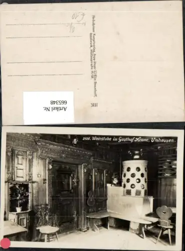 665348,Foto Ak Umhausen Weinstube im Gasthof Krone Kachelofen Ofen