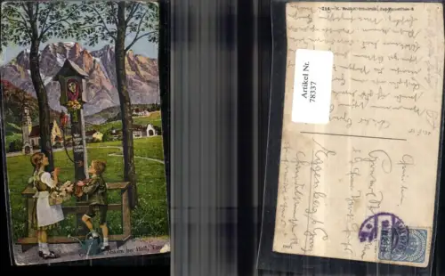 78337,Gruss aus Absam bei Hall i. Tirol Ansicht Kreuz u Kinder 1920
