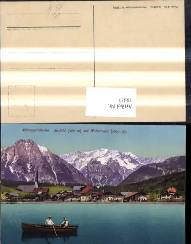 79357,Mittenwaldbahn Seefeld m. Wetterstein Ansicht m. Ruderboot Boot pub Purger Co 12625