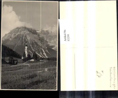 83290,Foto Ak Obernberger Tribulaun m. Kirche b. Obernberg am Brenner