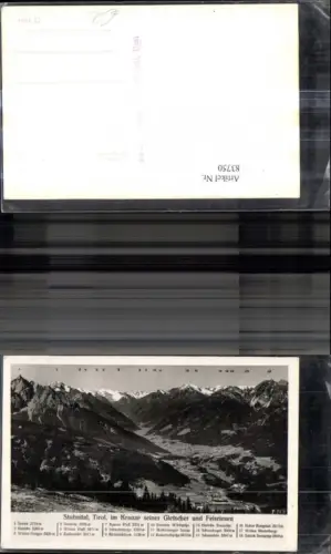 83750,Foto Ak Stubaital i. Kranze seiner Gletscher u. Felsriesen Lagekarte