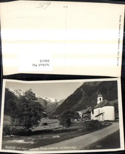 84619,Foto Ak Gschnitz i. Gschnitztal m. Gletscher Kirche